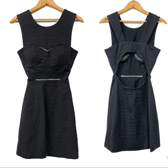 Yigal Azrouel Black Python Print Stretch Cut Out Dress Sz 0 - Picture 1 of 10